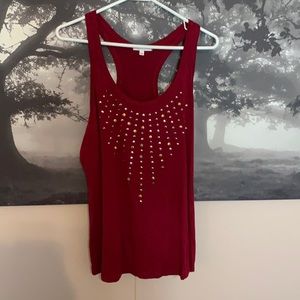Deep red tank with sequin design